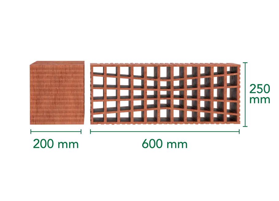 Brique avec mesures